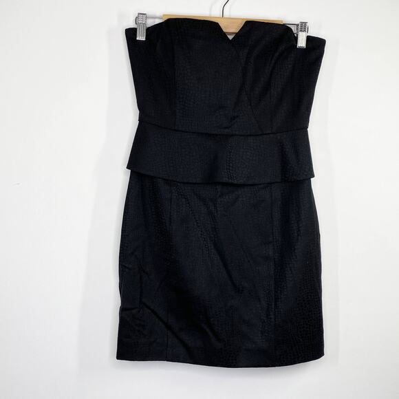 Rachel Zoe Womens Peplum Strapless Dress Size S Black Office Cocktail Party - Picture 1 of 8